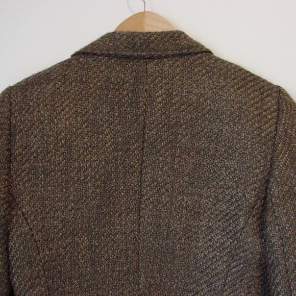 Tribal Wool Blend Brown Tweed Blazer Jacket One Button Pockets Office Size 10 - Picture 11 of 16